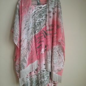 2 piece maxi skirt and fringed jacket